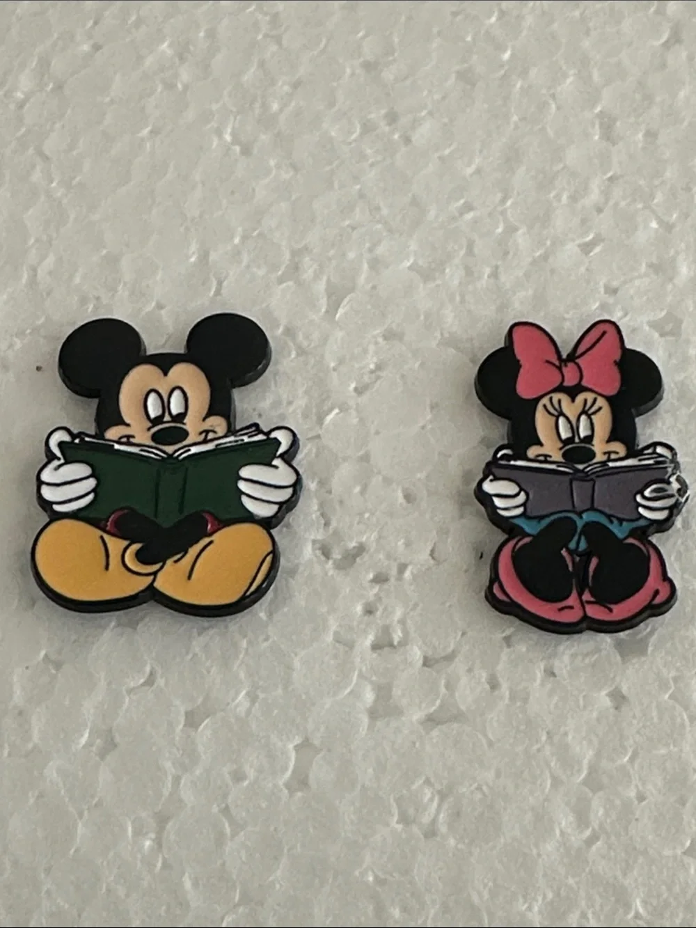 Mickey & Minnie Reading Book Pin Charms - Pink & Yellow